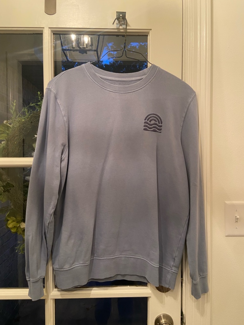 Goodfellow & Co Light Blue Crewneck Sweater with Embroidered Wave Logo